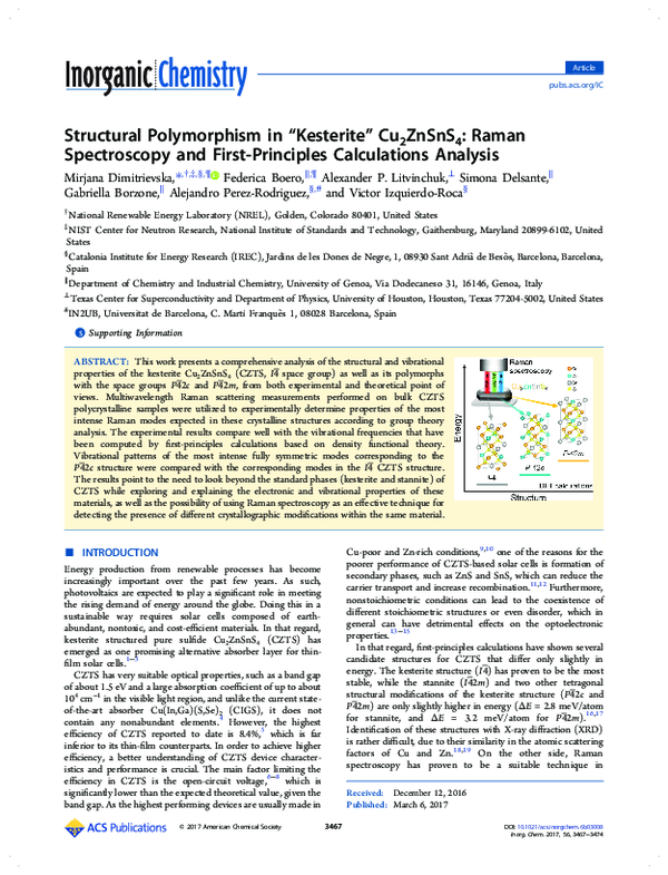 (PDF) Structural Polymorphism in “Kesterite” Cu2ZnSnS4: Raman ...