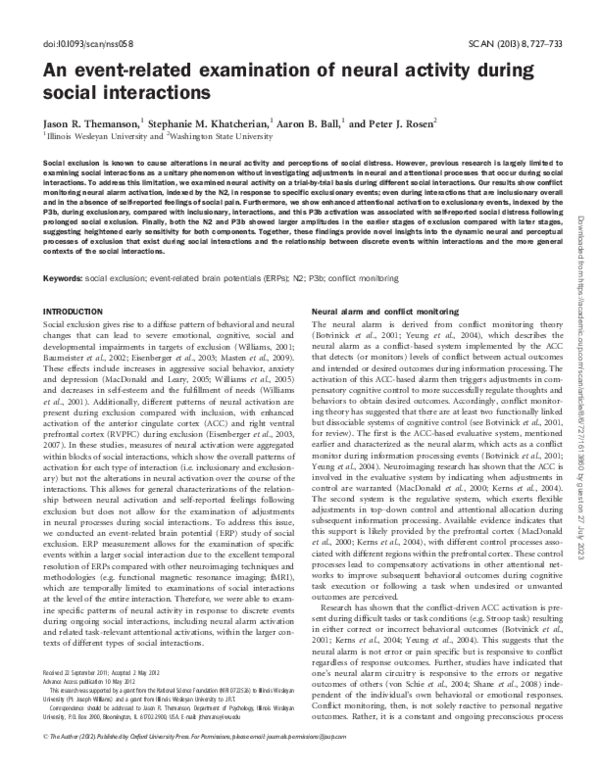 (PDF) An event-related examination of neural activity during social ...