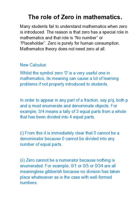(PDF) The role of Zero in mathematics.