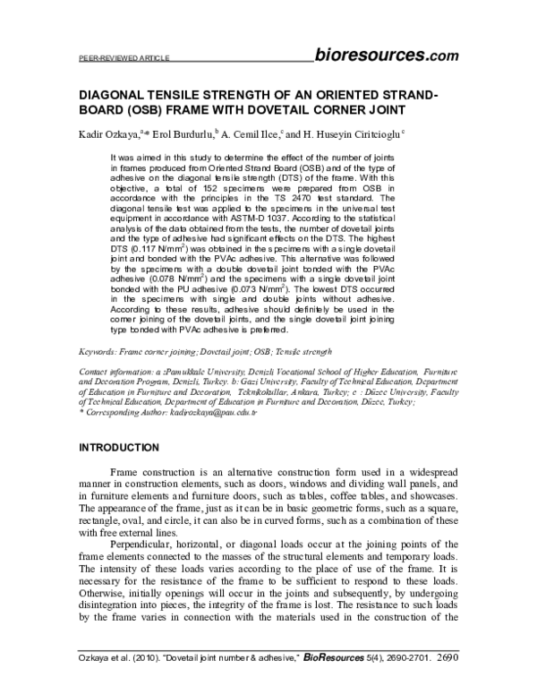(PDF) Diagonal tensile strength of an oriented strand-board (OSB) frame ...