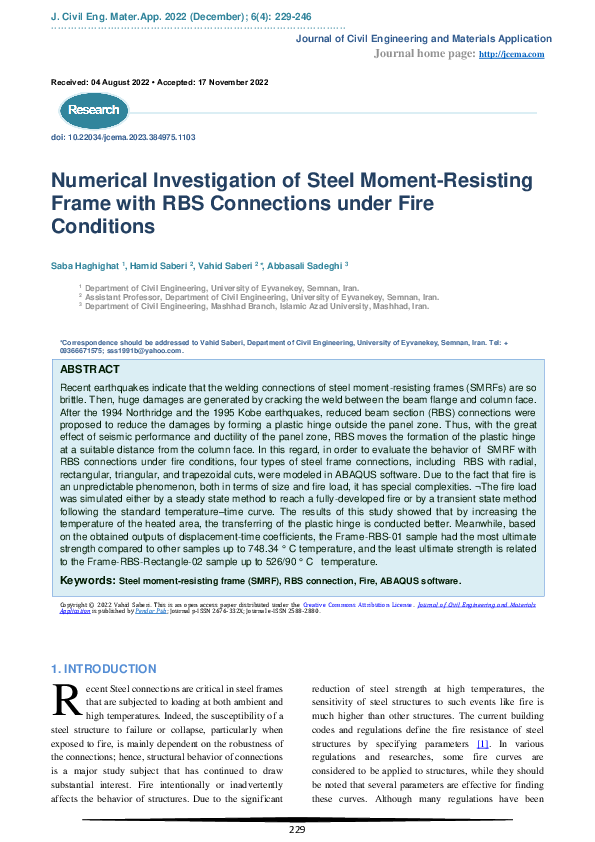 (PDF) Numerical Investigation of Steel Moment-Resisting Frame with RBS ...