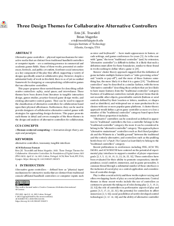 (PDF) Three Design Themes for Collaborative Alternative Controllers