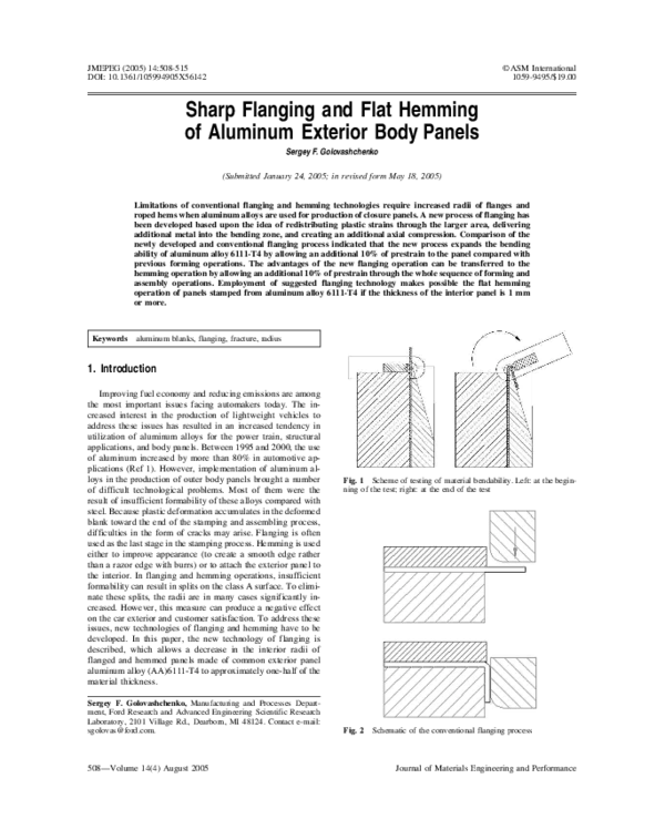 (PDF) Sharp Flanging and Flat Hemming of Aluminum Exterior Body Panels