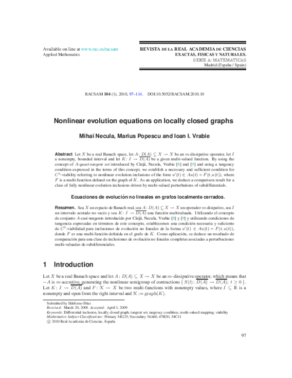 (PDF) Nonlinear evolution equations on locally closed graphs