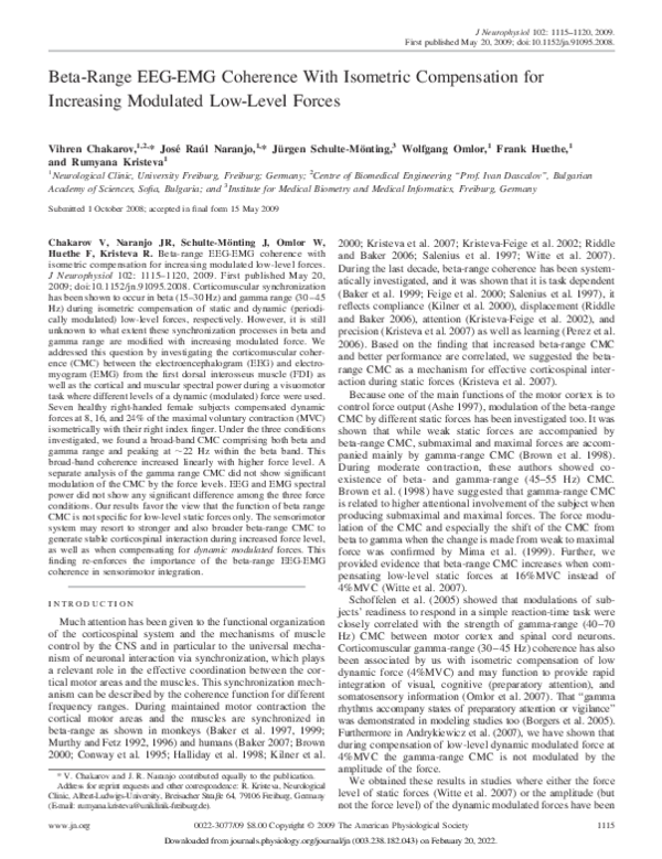 (PDF) Beta-Range EEG-EMG Coherence With Isometric Compensation for ...