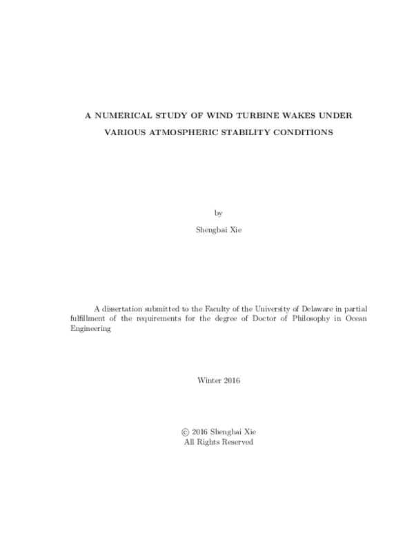 (PDF) A numerical study of wind turbine wakes under various atmospheric ...