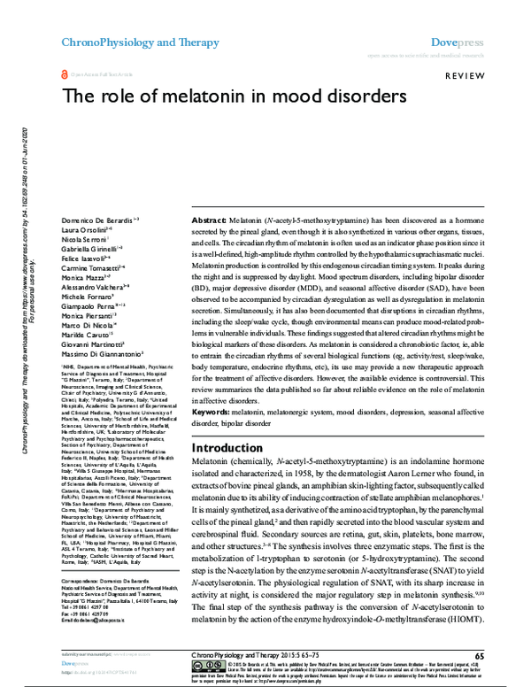 (PDF) The role of melatonin in mood disorders