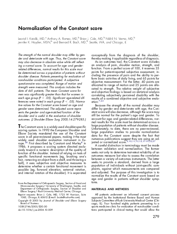(PDF) Normalization of the Constant score