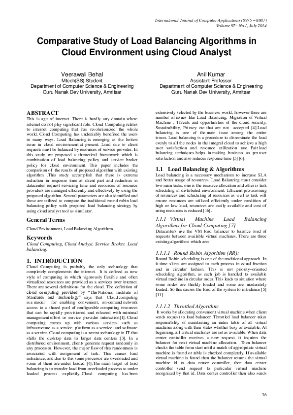 (PDF) Comparative Study of Load Balancing Algorithms through Virtual ...