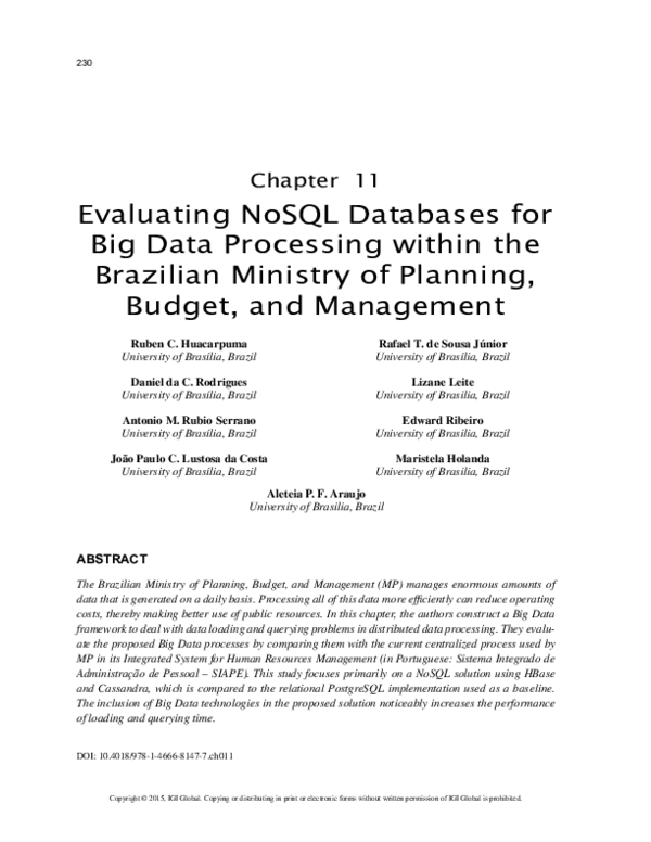 (PDF) Evaluating NoSQL Databases for Big Data Processing within the ...