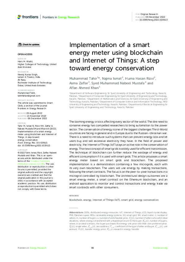(PDF) Implementation of a smart energy meter using blockchain and ...