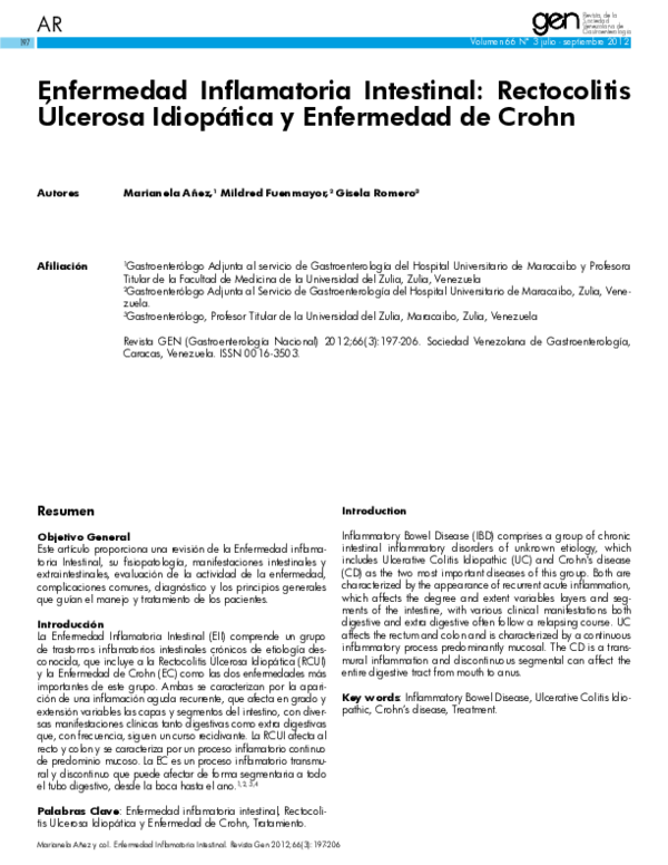 (PDF) Enfermedad Inflamatoria Intestinal: Rectocolitis Úlcerosa ...