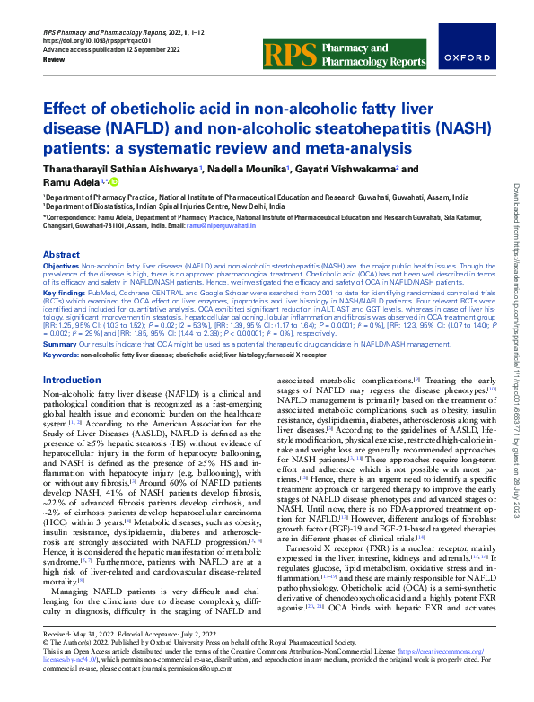 (PDF) Effect of obeticholic acid in non-alcoholic fatty liver disease ...