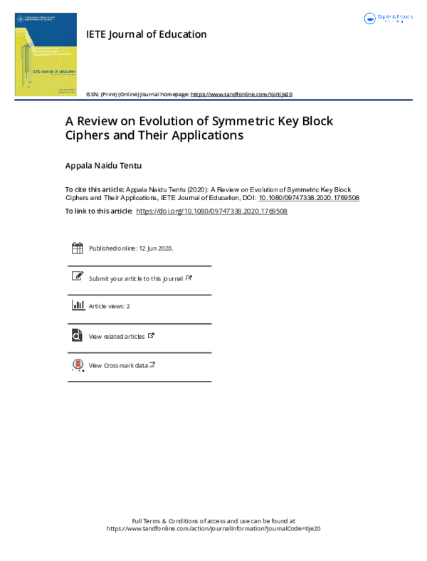 (PDF) A Review on Evolution of Symmetric Key Block Ciphers and Their ...