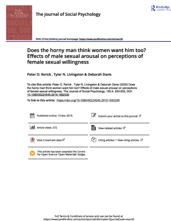 (PDF) Rerick et al 2020 Effects sexual arousal on perceived sexual consent
