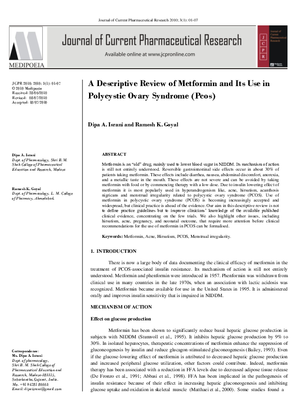 (PDF) A Descriptive Review of Metformin and Its Use in Polycystic Ovary ...