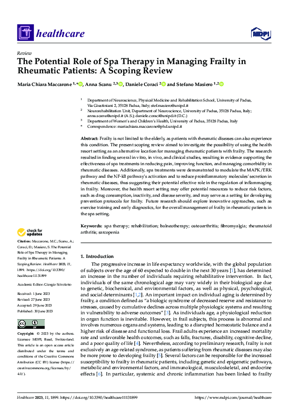 (PDF) The Potential Role of Spa Therapy in Managing Frailty in ...