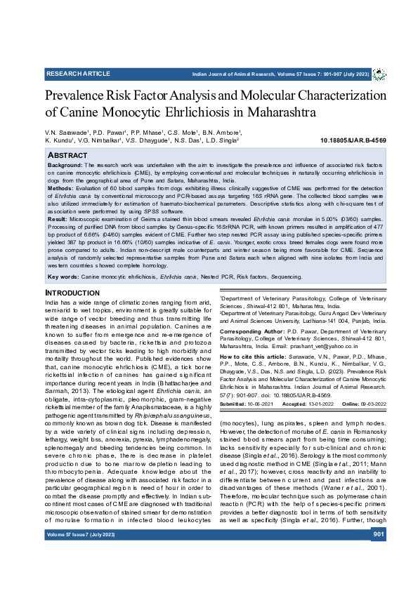(PDF) Prevalence Risk Factor Analysis and Molecular Characterization of ...