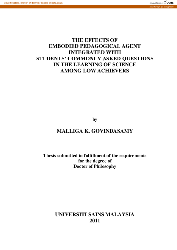 (PDF) The Effects Of Embodied Pedagogical Agent Integrated With ...