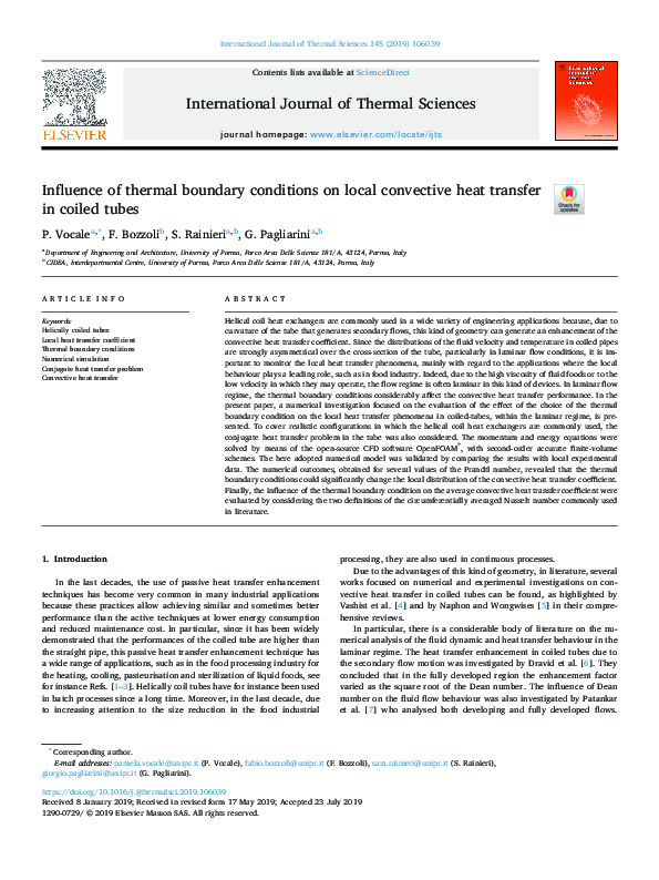 (PDF) Influence of thermal boundary conditions on local convective heat ...