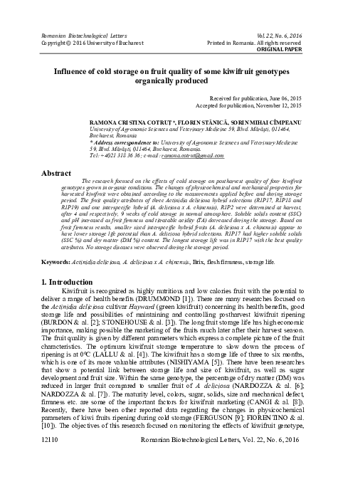 (PDF) Influence of cold storage on fruit quality of some kiwifruit ...