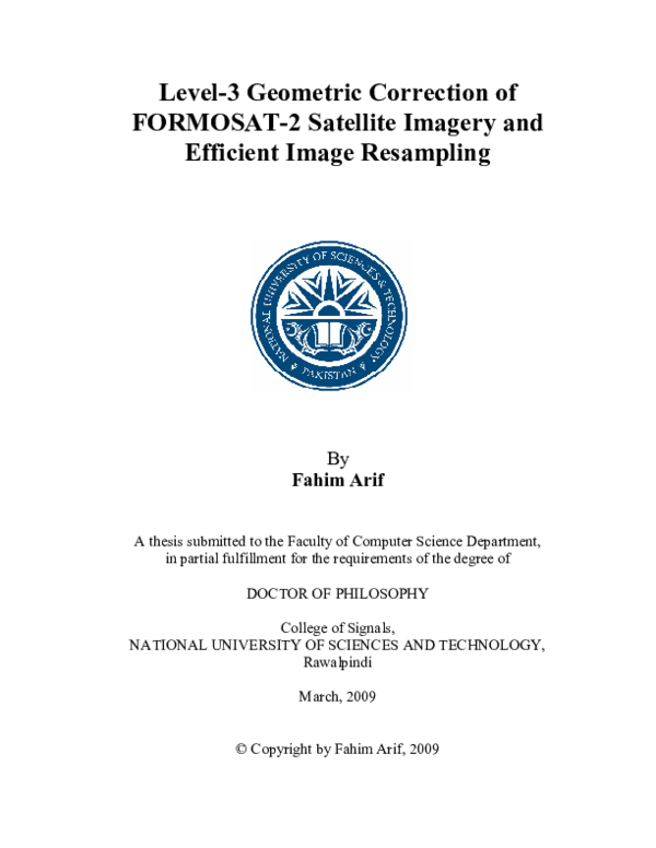 (PDF) Level-3 Geometric Correction of FORMOSAT-2 Satellite Imagery and ...