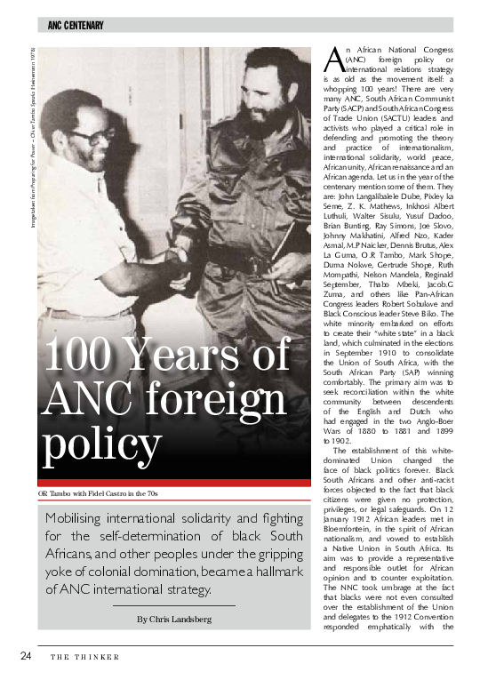(PDF) 100 Years of ANC foreign policy