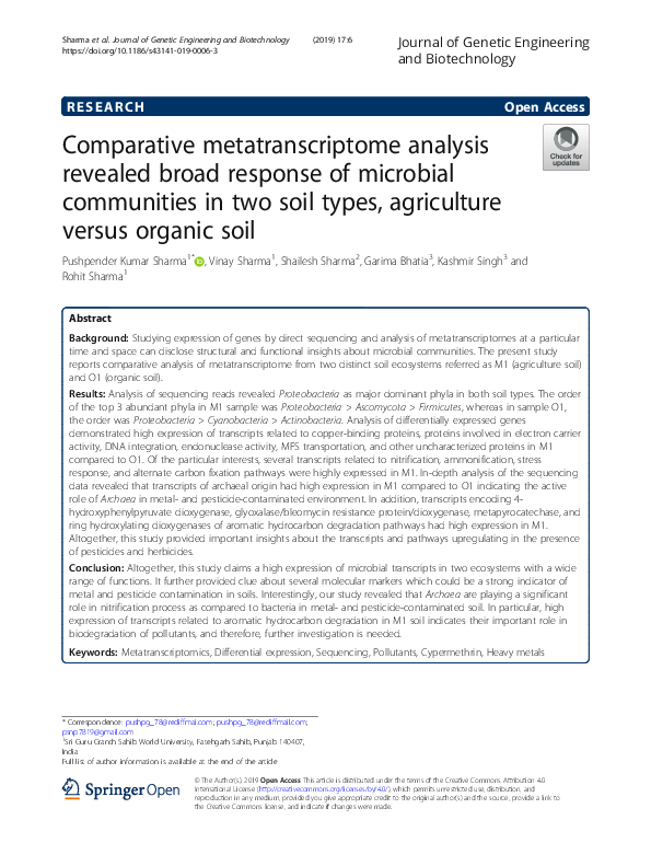 (PDF) Comparative metatranscriptome analysis revealed broad response of ...