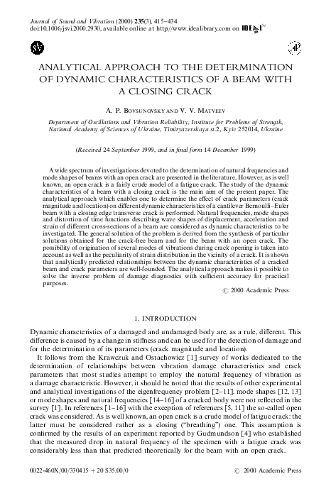 (PDF) Analytical Approach to the Determination of Dynamic ...