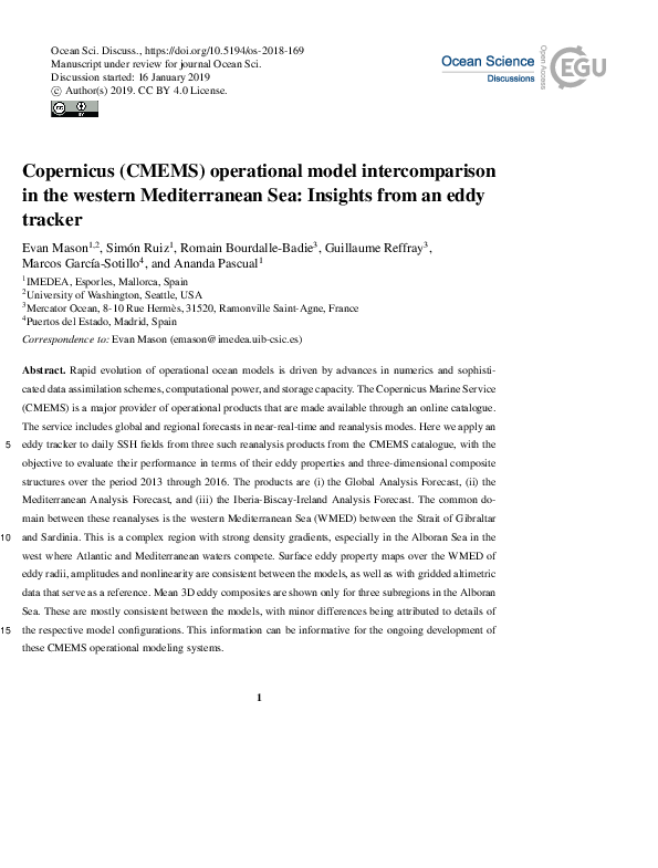 (PDF) Copernicus (CMEMS) operational model intercomparison in the ...