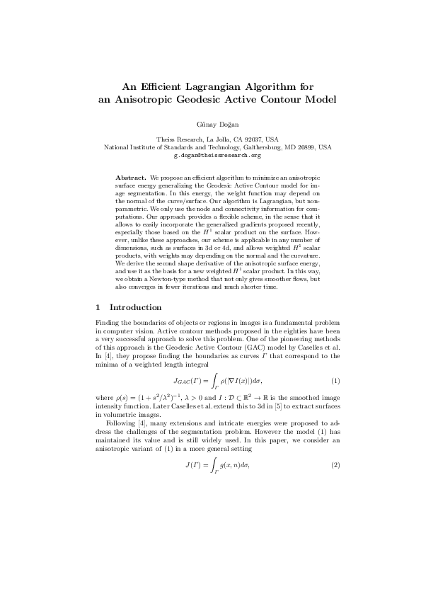 (PDF) An Efficient Lagrangian Algorithm for an Anisotropic Geodesic ...