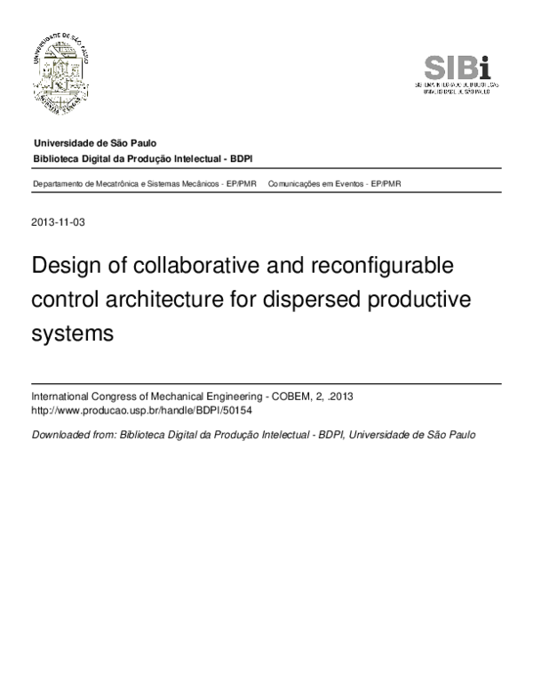 (PDF) Design of Collaborative and Reconfigurable Control Architecture ...