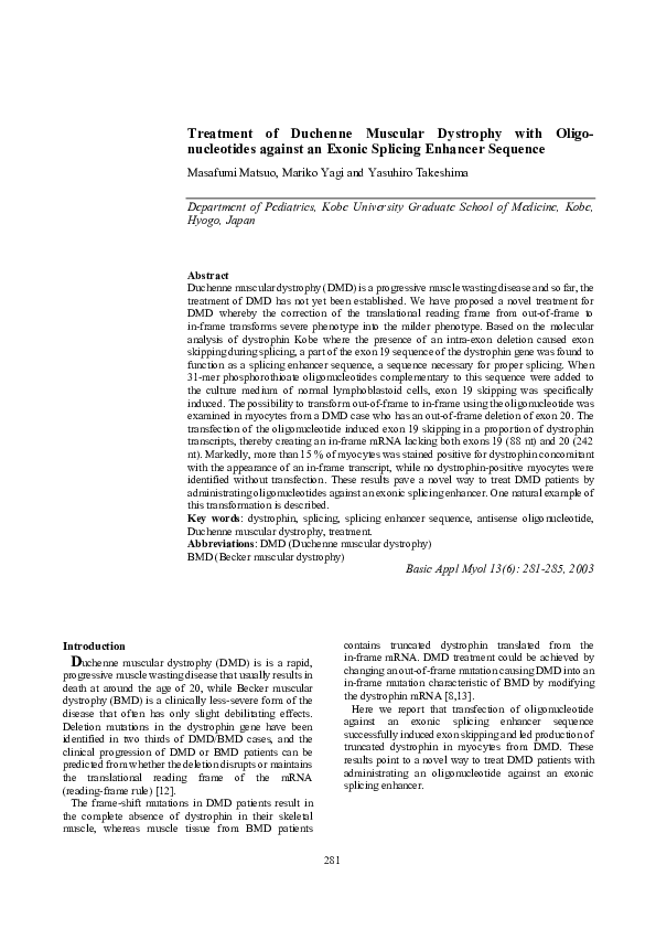 (PDF) Treatment of Duchenne Muscular Dystrophy with Gentamicin