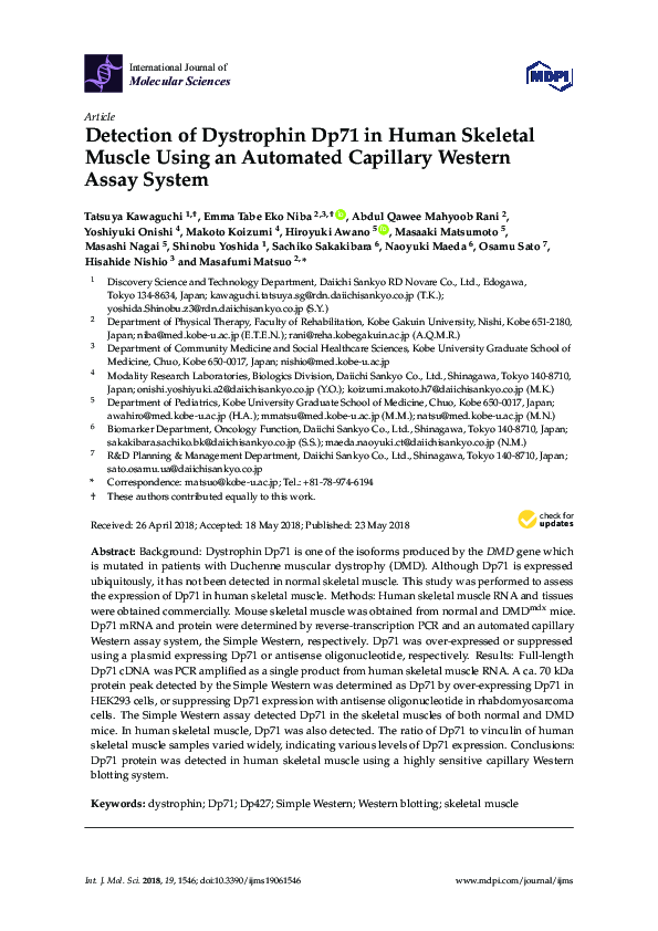(PDF) Detection of Dystrophin Dp71 in Human Skeletal Muscle Using an ...