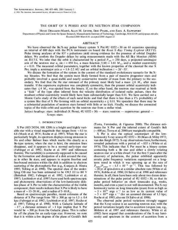 (PDF) The Orbit of X Persei and Its Neutron Star Companion
