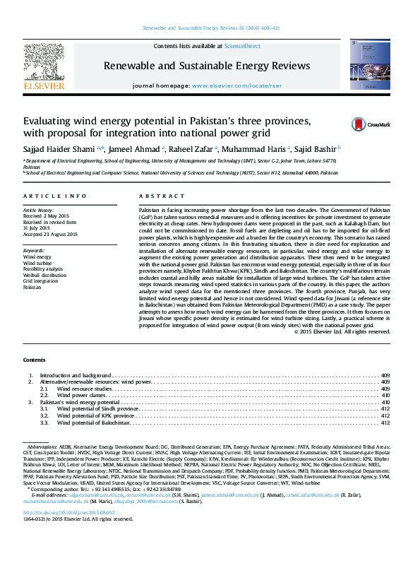 (PDF) Evaluating wind energy potential in Pakistan's three provinces ...