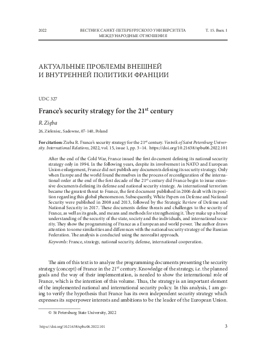 (PDF) France’s security strategy for the 21st century
