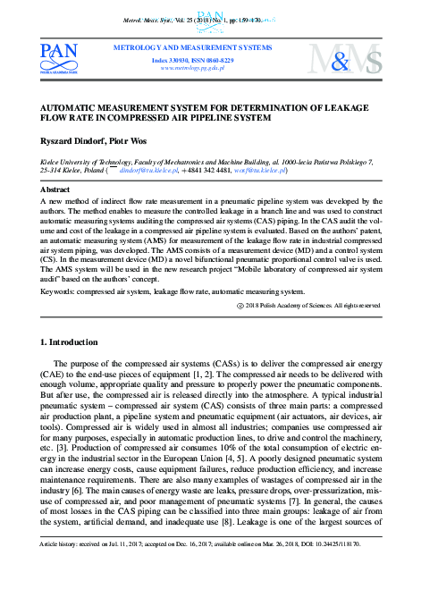 (PDF) Automatic Measurement System for Determination of Leakage Flow ...