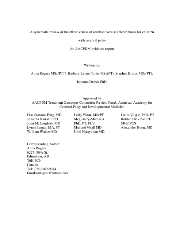 (PDF) A systematic review of the effectiveness of aerobic exercise ...