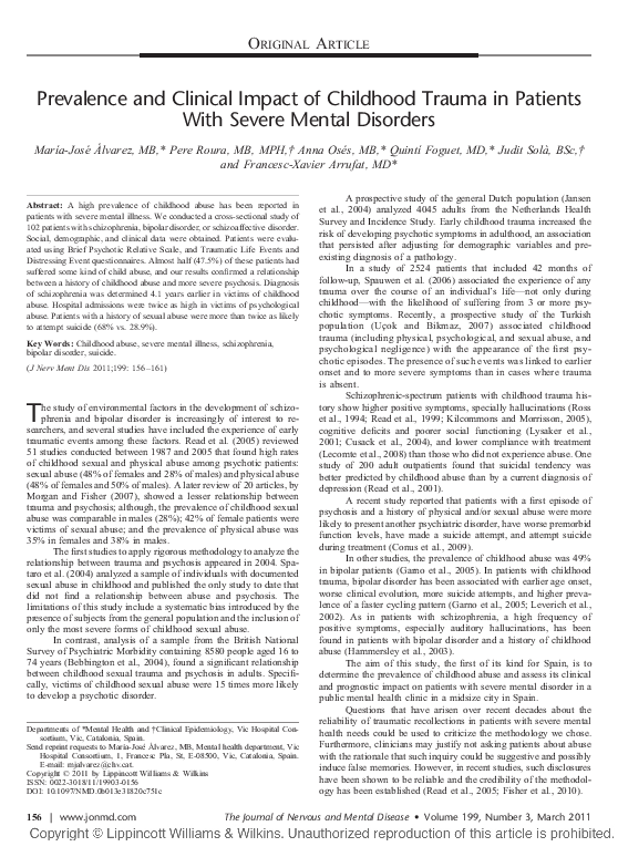 (PDF) Prevalence and Clinical Impact of Childhood Trauma in Patients ...