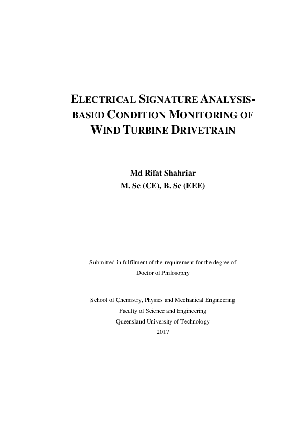 (PDF) Electrical Signature Analysis-based Condition Monitoring of Wind ...