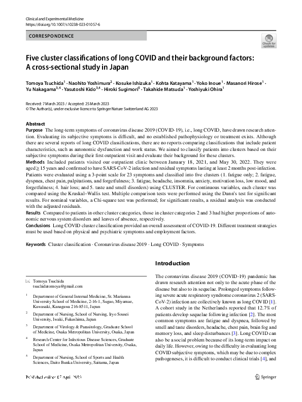 (PDF) Five cluster classifications of long COVID and their background ...