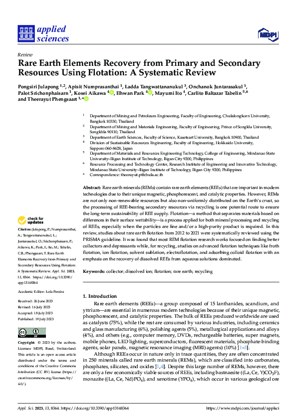 (PDF) Rare Earth Elements Recovery from Primary and Secondary Resources ...