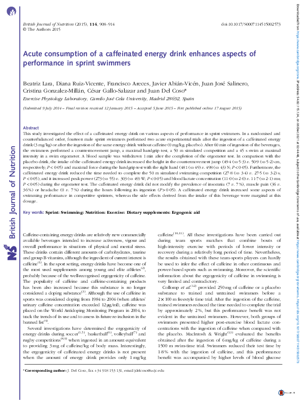 (PDF) Acute consumption of a caffeinated energy drink enhances aspects ...