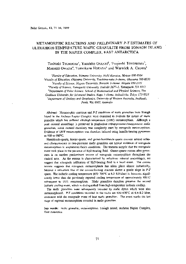(PDF) Metamorphic reactions and preliminary PT estimates of ultrahigh ...