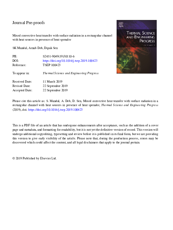 (PDF) Mixed convective heat transfer with surface radiation in a ...