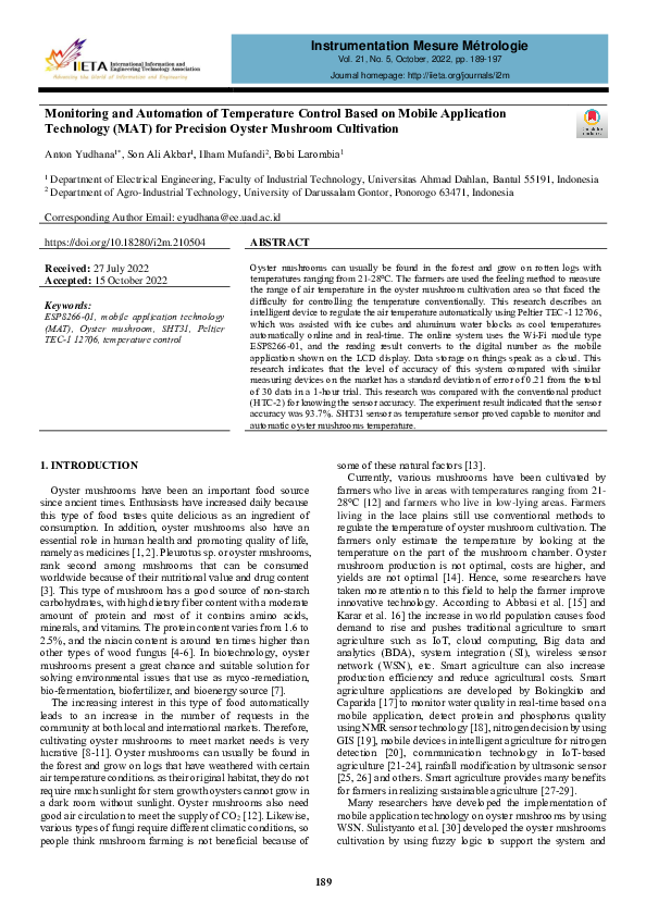 (PDF) Monitoring and Automation of Temperature Control Based on Mobile