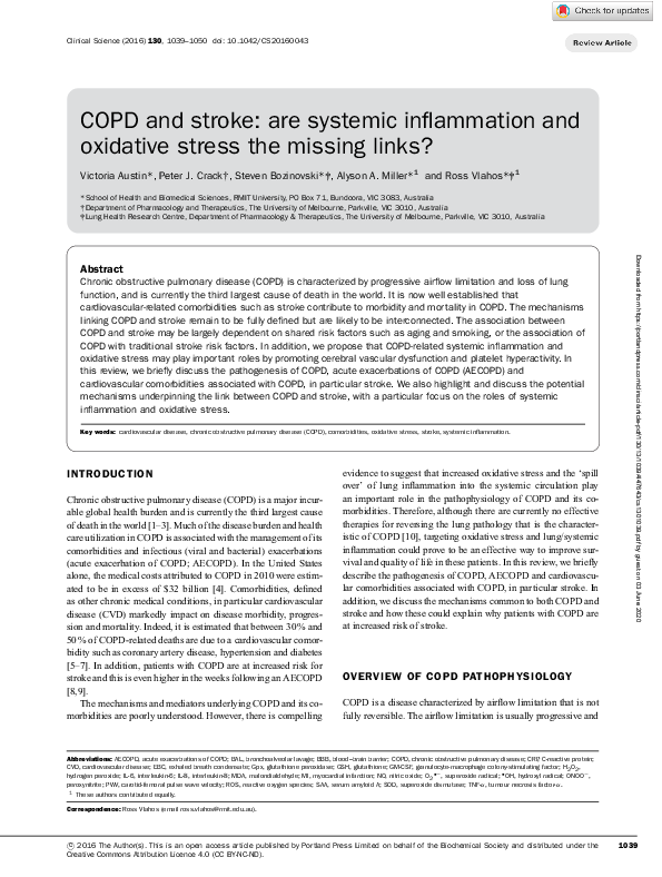 (PDF) COPD and stroke: are systemic inflammation and oxidative stress ...
