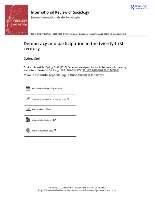 (PDF) Democracy and participation in the twenty-first century