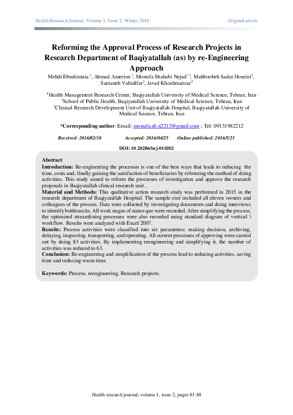 (PDF) Reforming the approval process for research projects with re ...